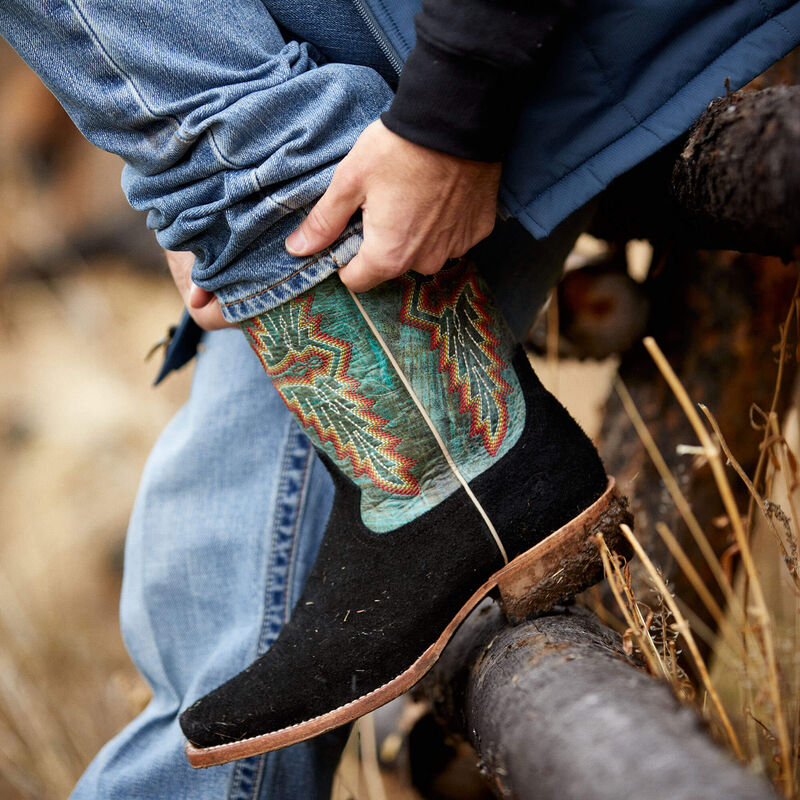 Ariat Mens Futurity Showman Cowboy Boot-Black Roughtout 10044498
