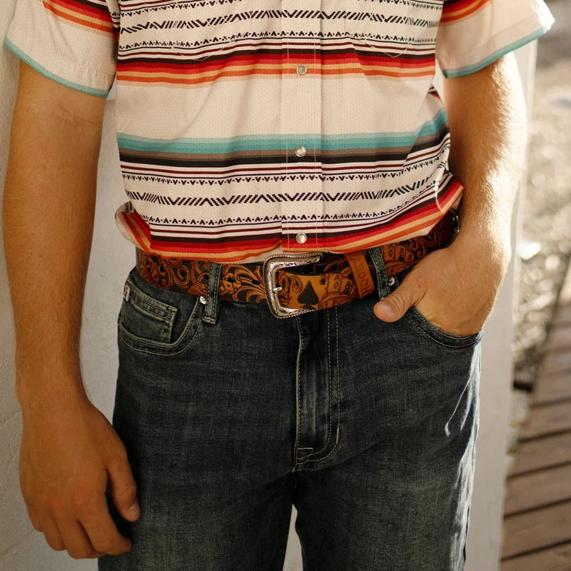 Hooey "Gambler" Brown/Black Filigree Belt HMBLT068