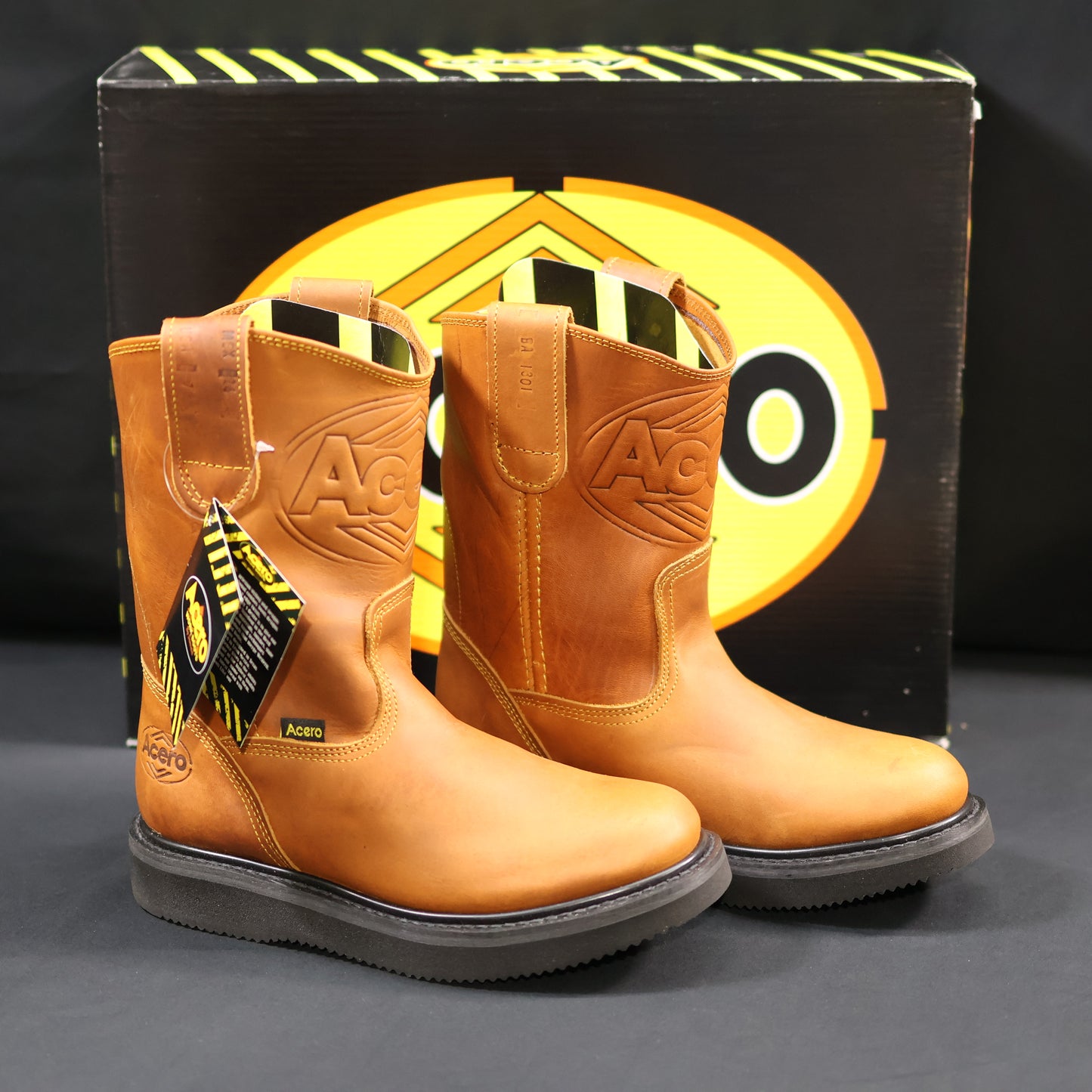 ACERO WORK BOOTS Orange Honey Whit Black Striped Sole AWB1301