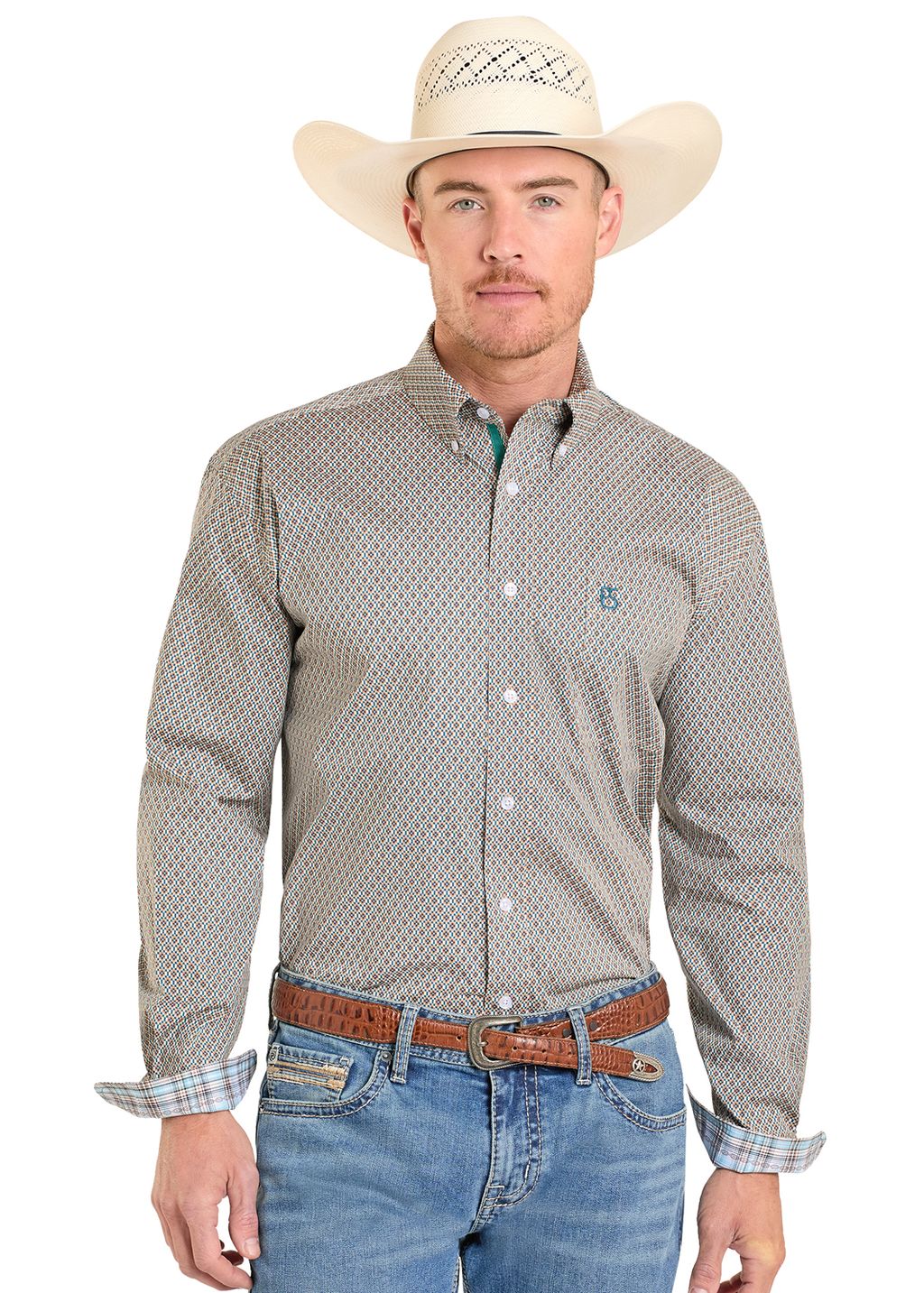 Panhandle Slim Men's Rough Stock Button Down Shirt Tan STYLE #RMB2S08244