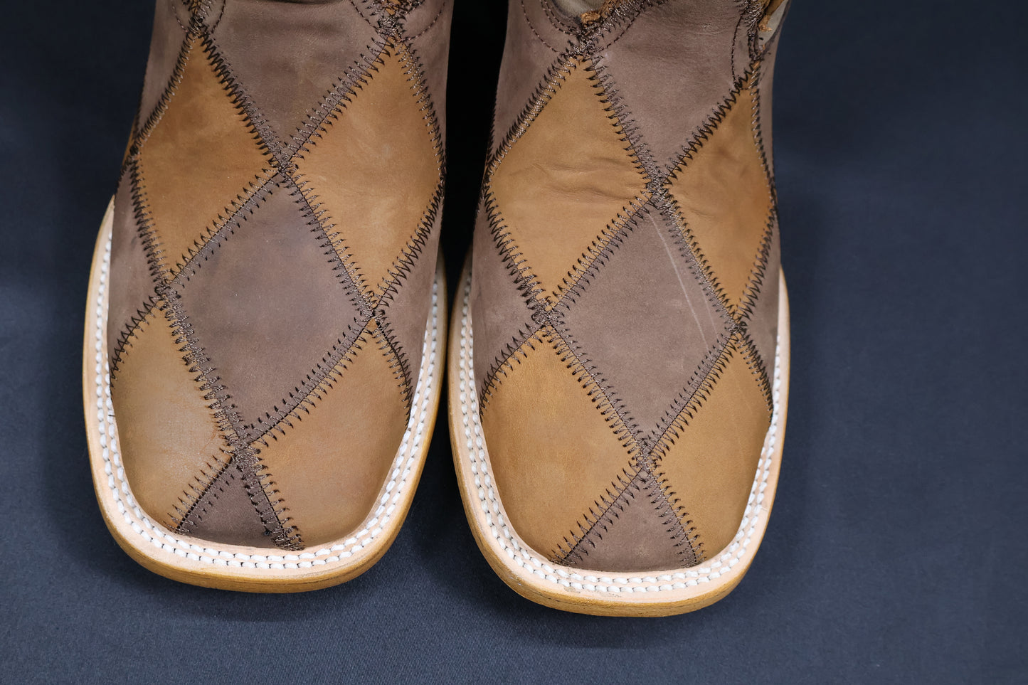 Cowboy City Square Toe Patchwork Boots 658062625 Honey/Brown