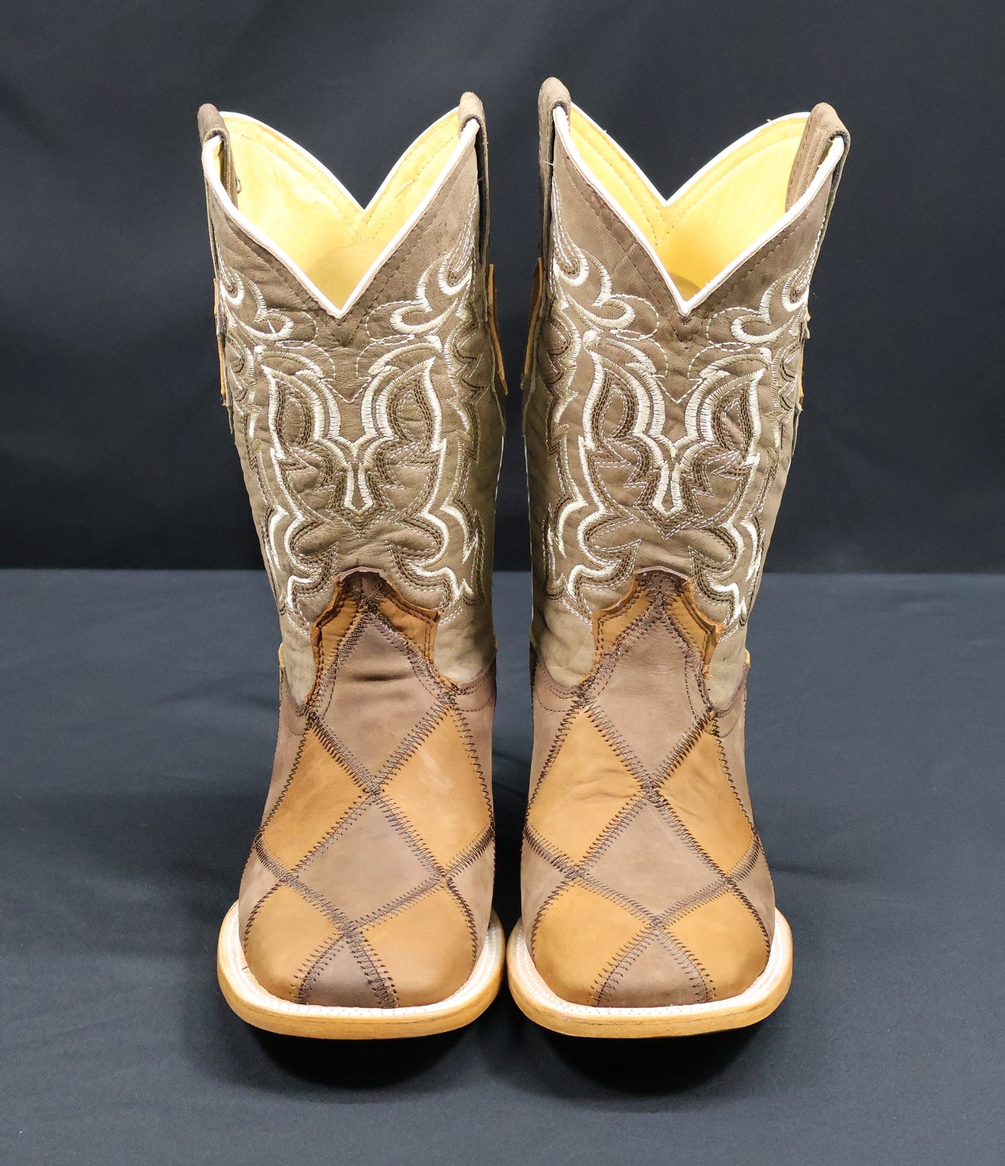 Cowboy City Square Toe Patchwork Boots 658062625 Honey/Brown