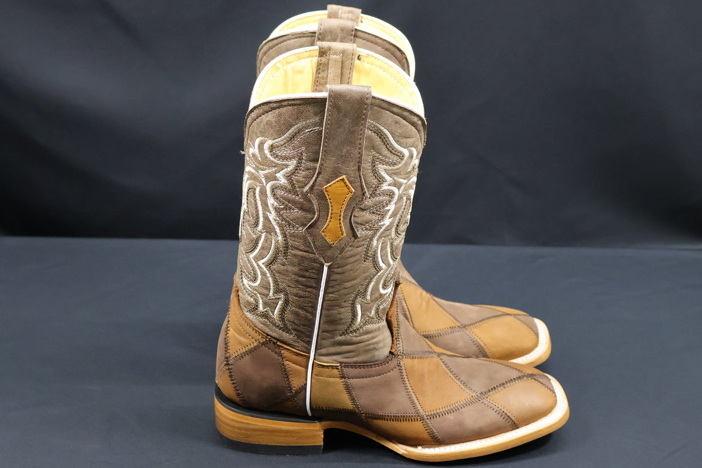 Cowboy City Square Toe Patchwork Boots 658062625 Honey/Brown