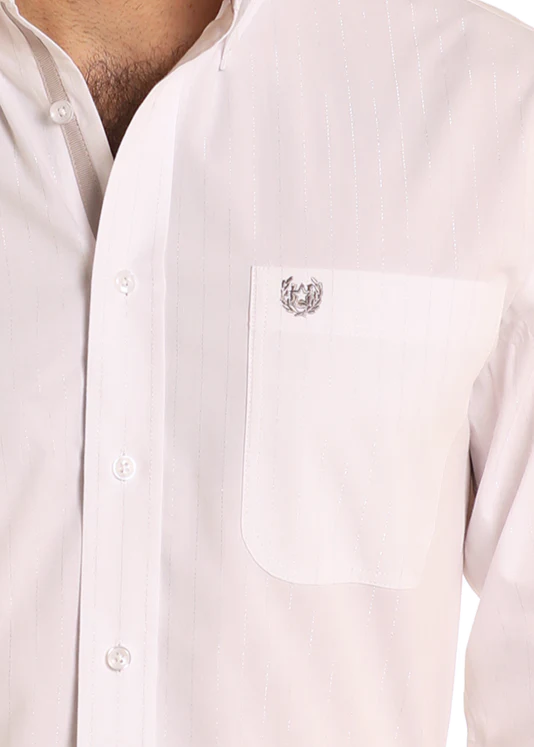 Panhandle Rough Stock White Long Sleeve Button Down Shirt RMB2S05113