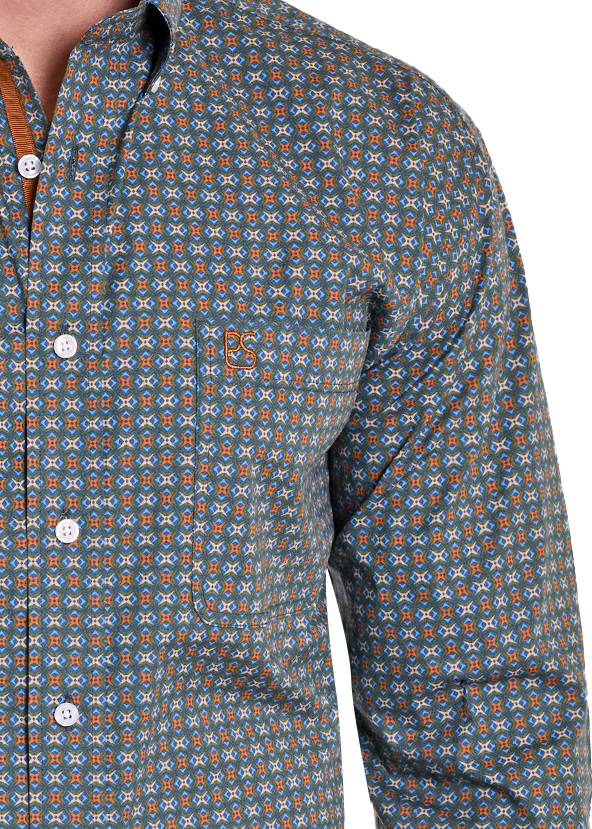 Panhandle Mens Rough Stock Vintage Diamond Long Sleeve Button Shirt Rmb2s07566
