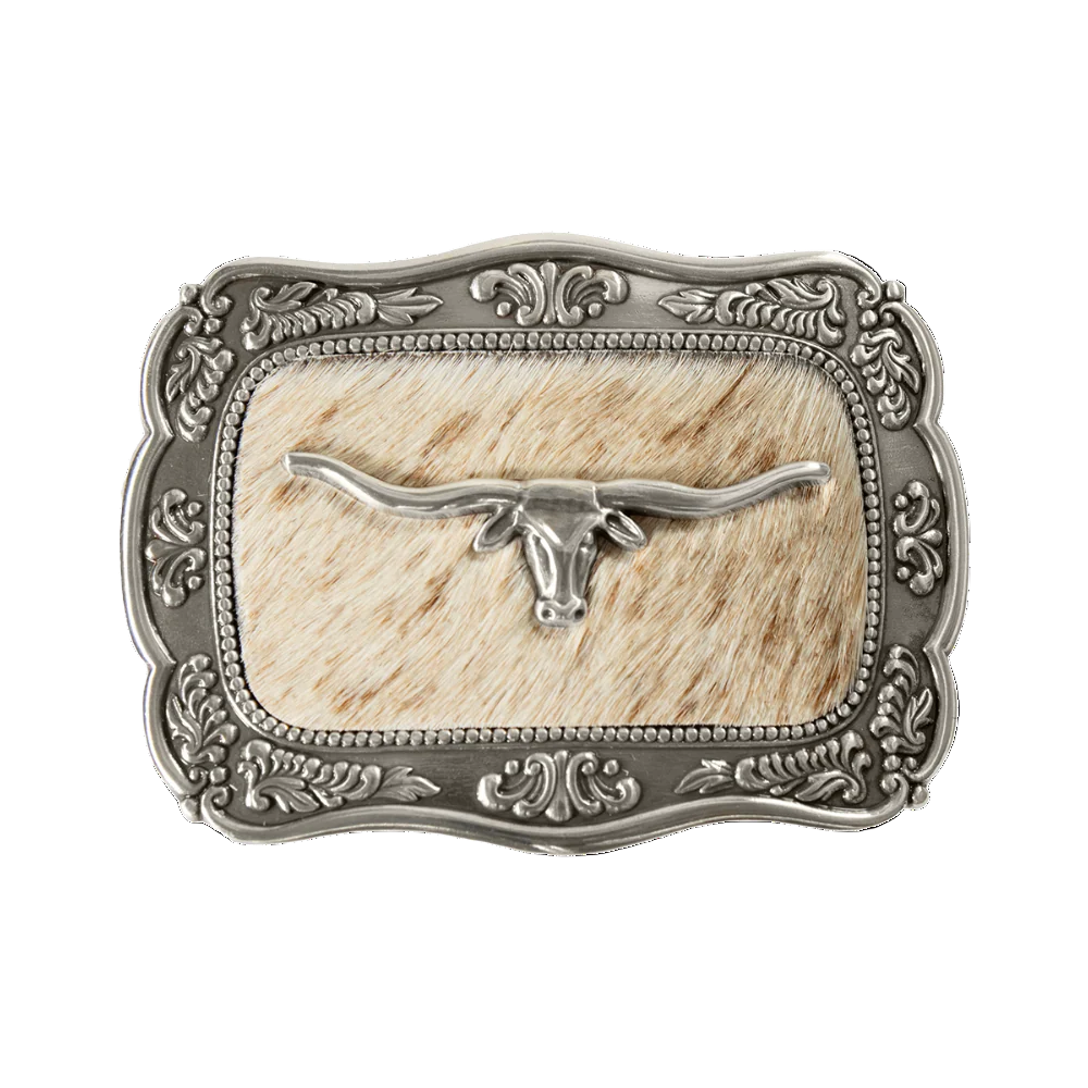 Blazin Roxx Ladies Scallop Long Horn Calf Hair Belt Buckle 37951
