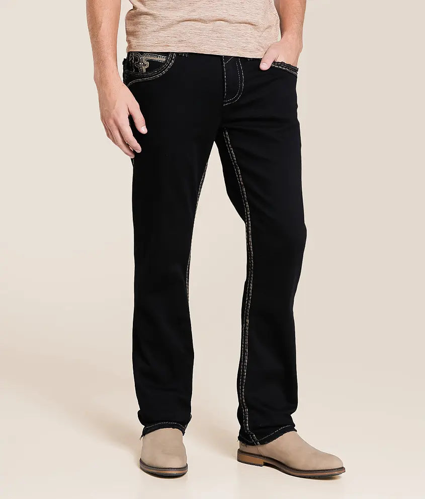 Rock Revival Men's Black Harlan Straight Cut Jean