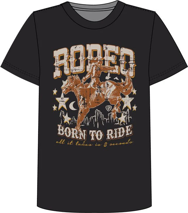 Rock & Roll Black T Shirt BRONCO RIDER GRAPHIC TEE BU21T07441