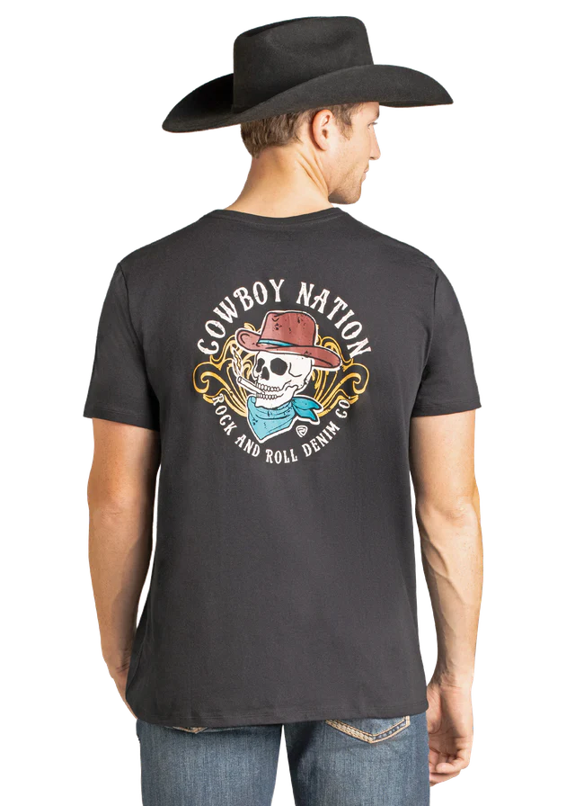 Rock & Roll Black T Shirt Skull Graphic Bu21T07435