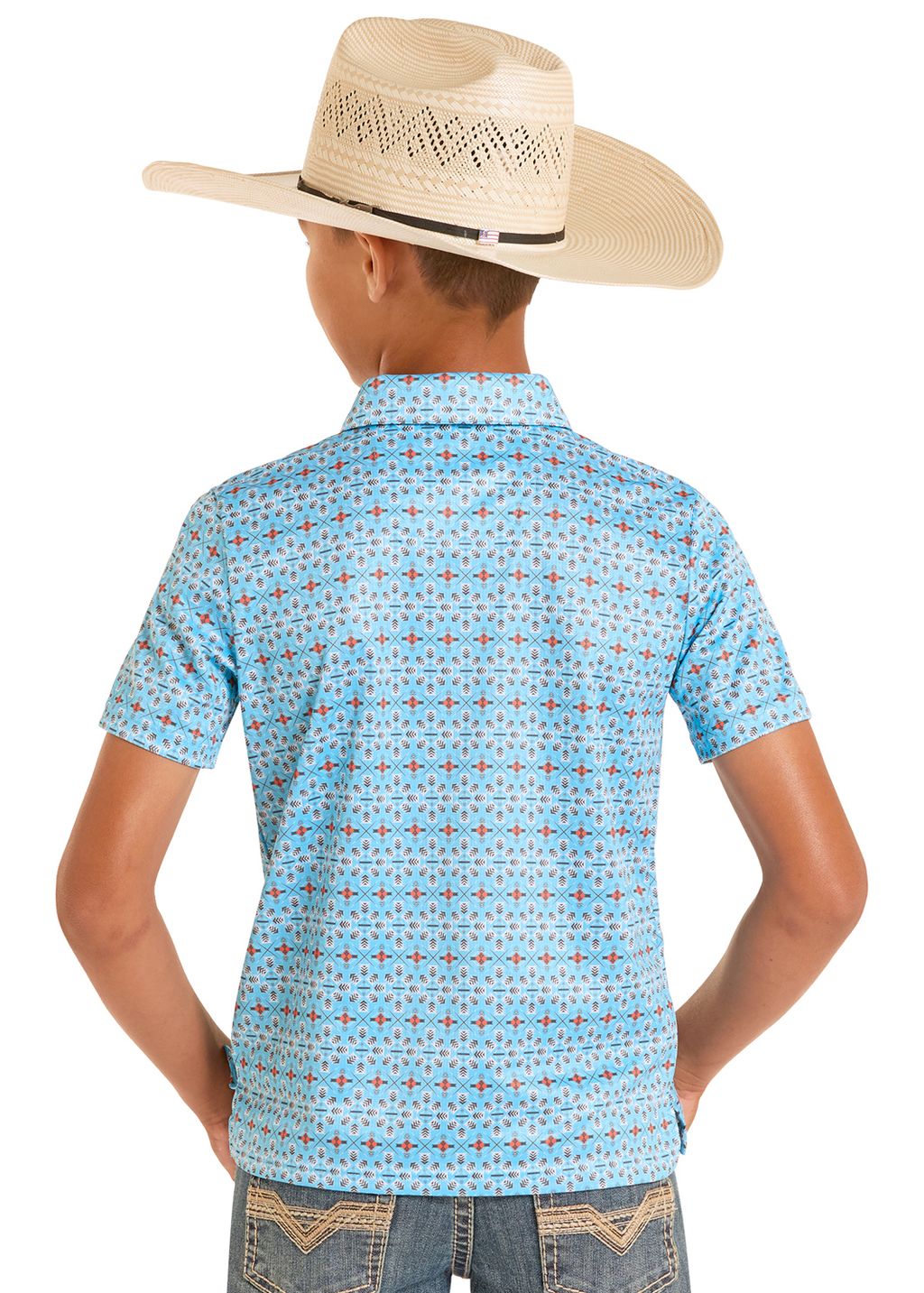 Rock & Roll Boys Mini Aztec Geo Printed Polo BB51T088715