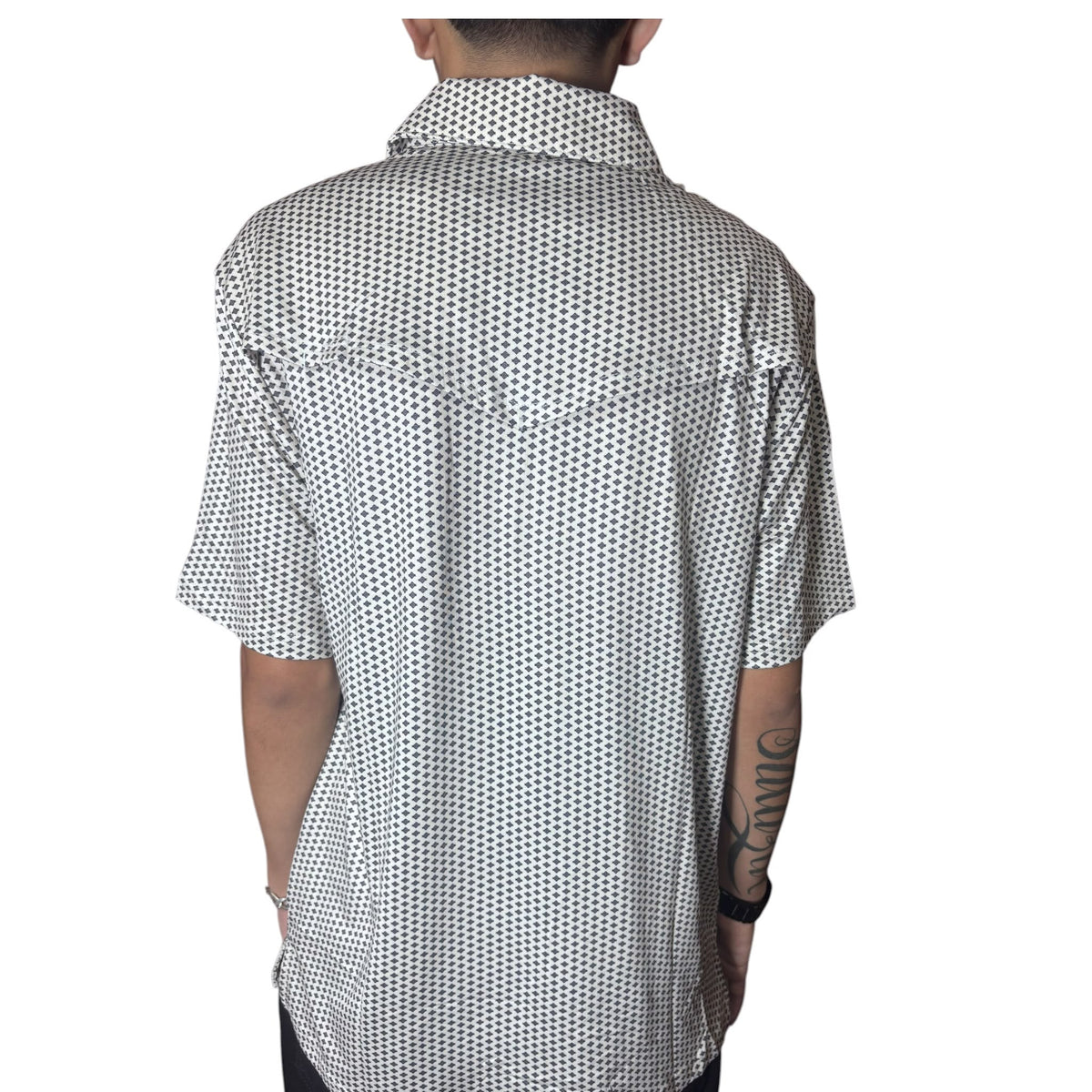 Rock & Roll Denim Men's Micro Geo Print Short Sleeve Polo Natural BM51T10067