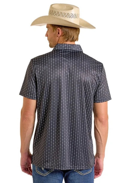 Rock & Roll Men's Black Geo Printed Polo BM51T06617