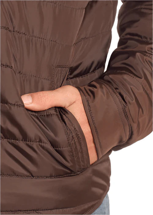 "Rock & Roll Men's Brown Puffer Jacket with Aztec Lining - Style BM92C04343"