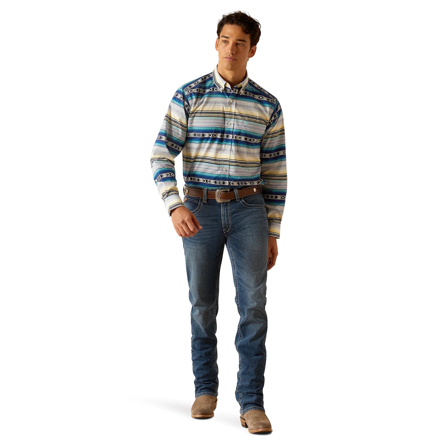 Ariat Mens Fitted Petr FTD LS Shrt Blue 10048385