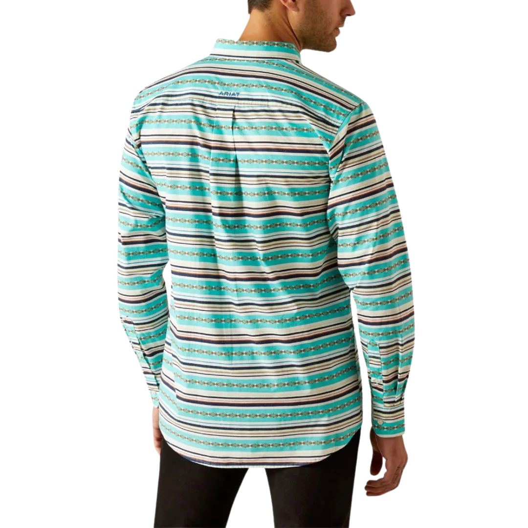 Ariat Mens Fitted Jimmie FTD LS Shrt Turquoise 10054693