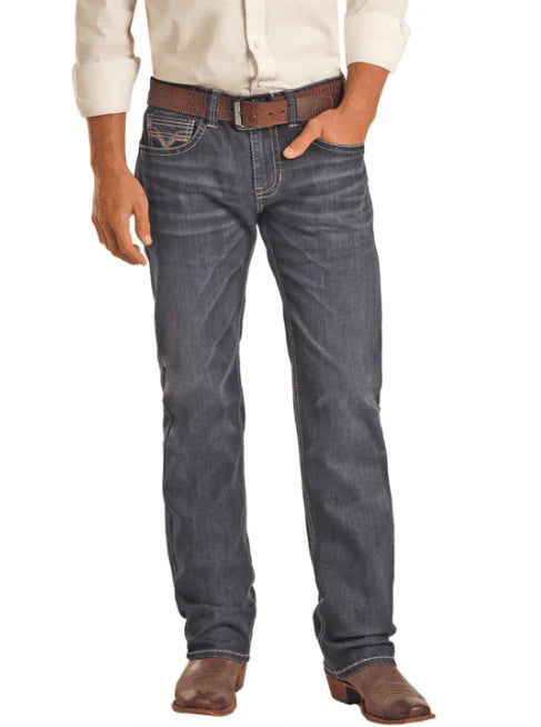 Rock & Roll Men's Pistol Tapered Stackable Boot Cut Jean BMSPD02493