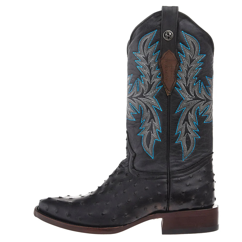 Tanner Mark Boots Men's Matte Black Ostrich Print Vamp 13in Black Top
