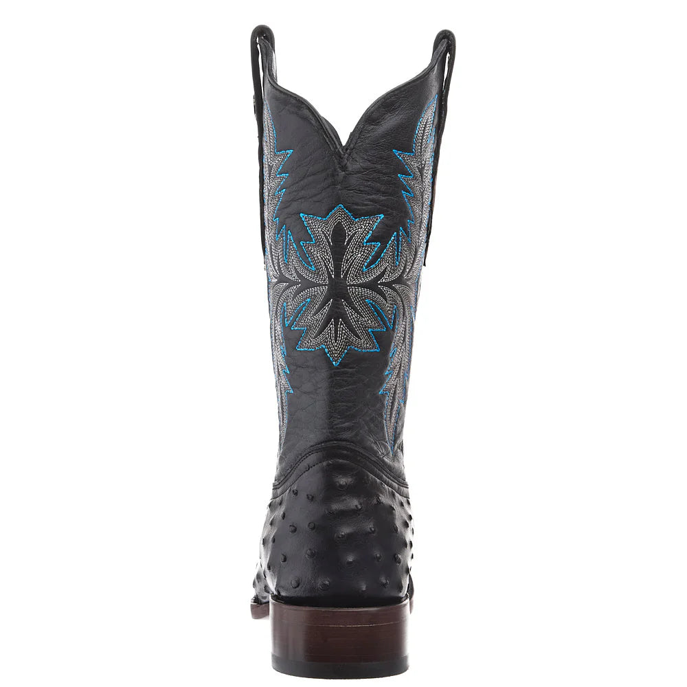 Tanner Mark Boots Men's Matte Black Ostrich Print Vamp 13in Black Top
