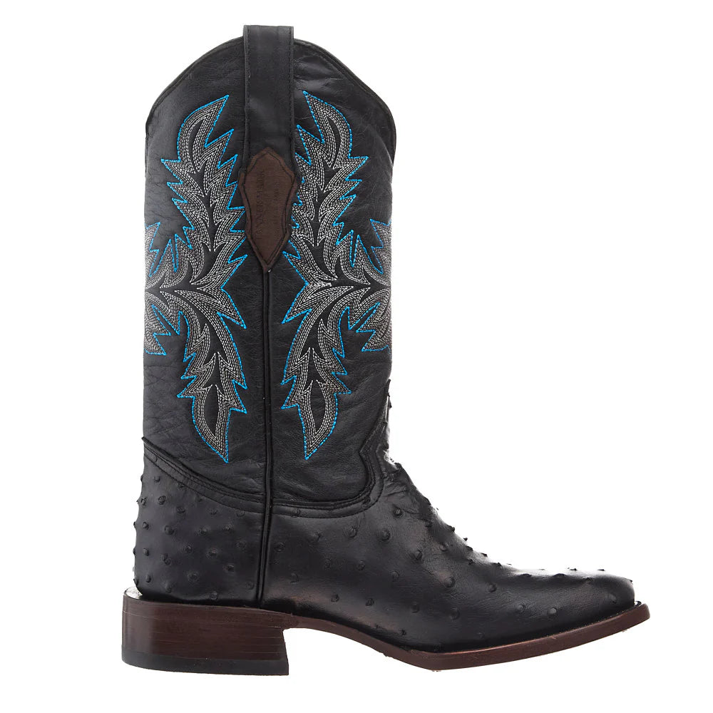 Tanner Mark Boots Men's Matte Black Ostrich Print Vamp 13in Black Top