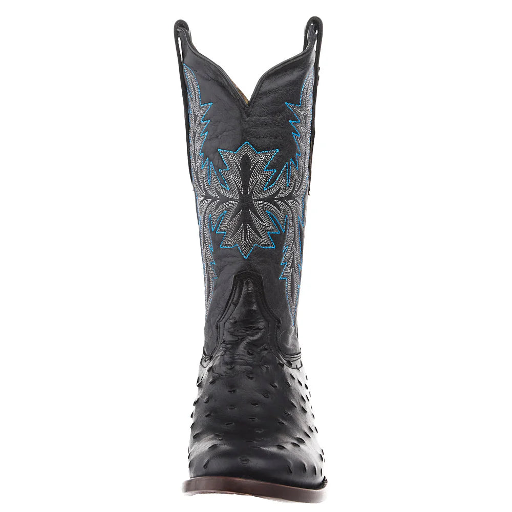 Tanner Mark Boots Men's Matte Black Ostrich Print Vamp 13in Black Top
