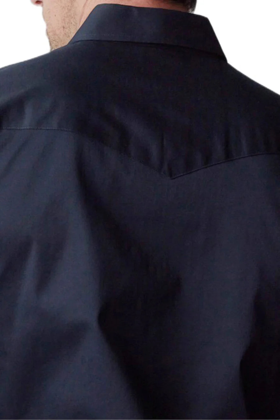 Western Blue Men's Solid Navy Twill Long Sleeve Snap Shirts WL-012