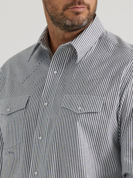 WRANGLER WRINKLE RESIST BLACK STRIPE - MENS SHIRT - 112346245