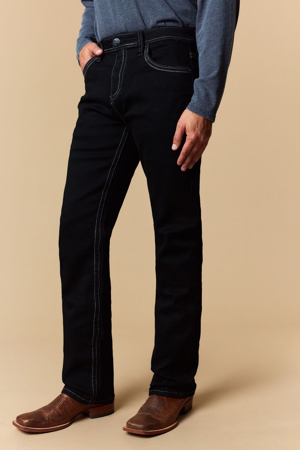 Western Blue Men’s Black Modern Boot Jeans – Style W475