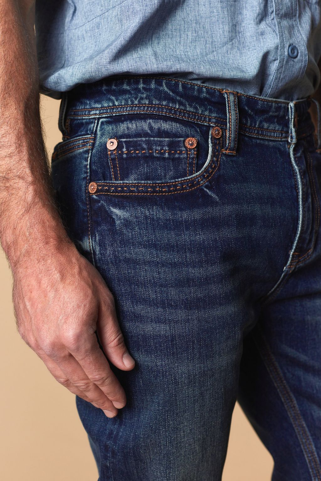 Western Blue Men’s WB-637 Modern Bootcut Jeans – Mid Blue