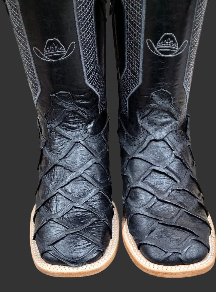 Cowboy City – Black Fish Print Cowboy Boots