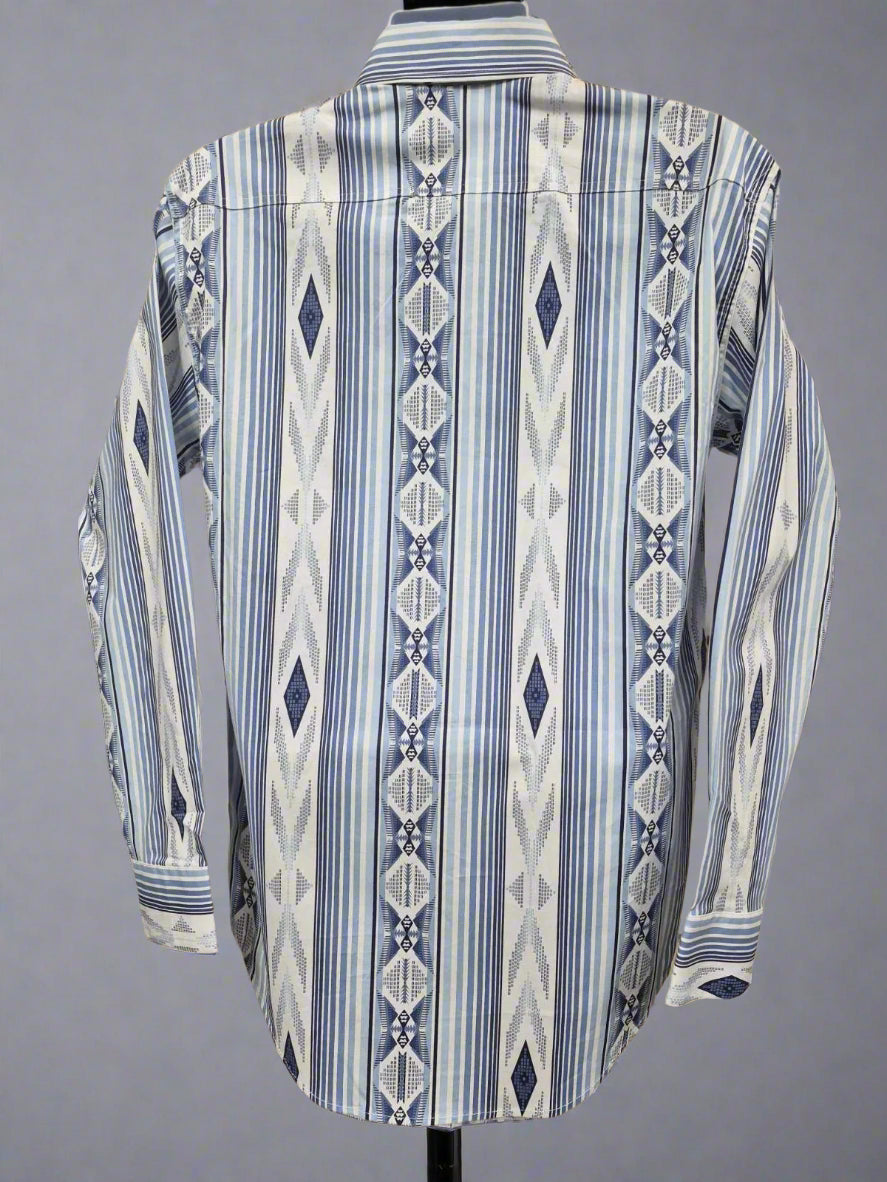 Rock & Roll Men’s long sleeve Aztec stripe snap navy BMN2S02158