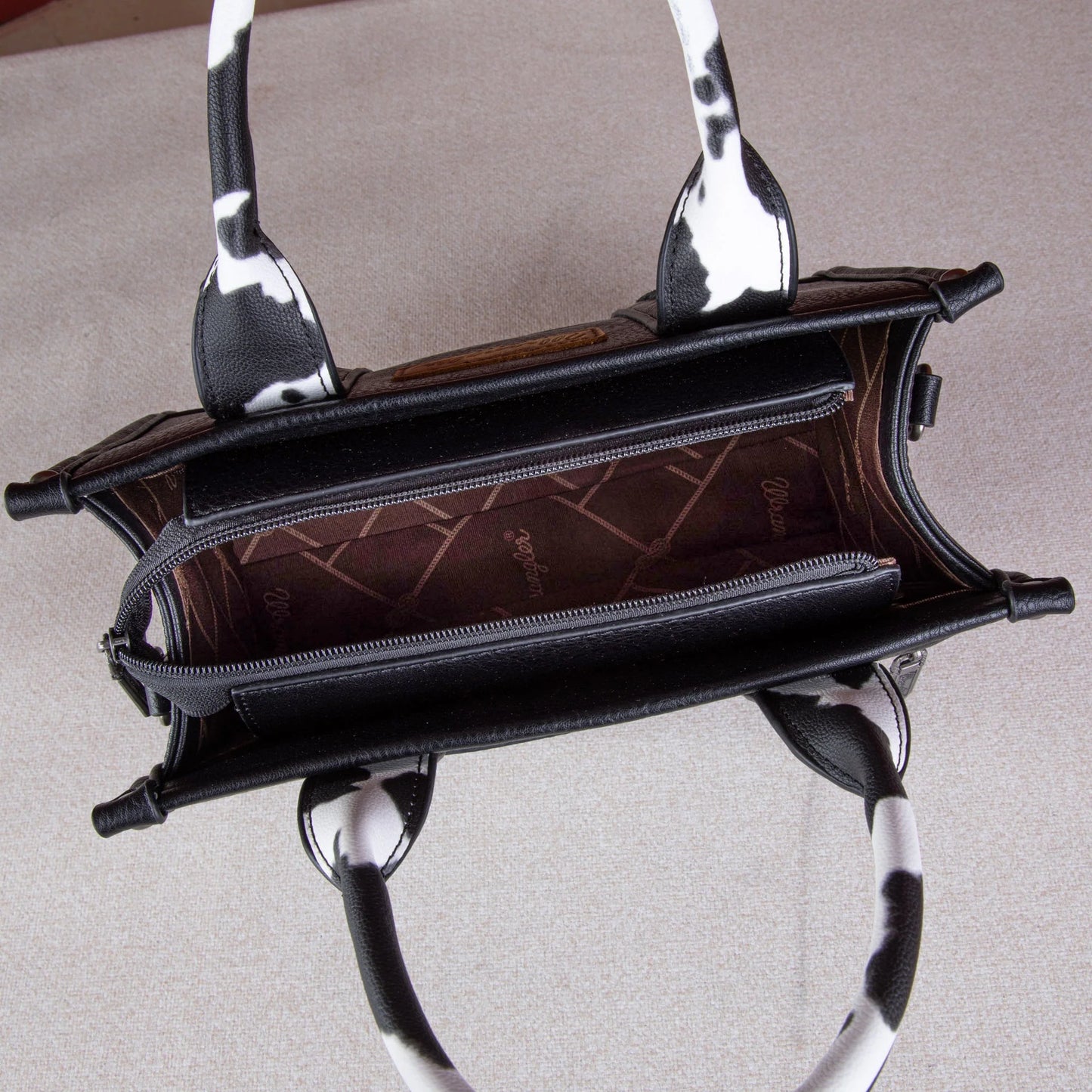Wrangler Cow Print Crossbody Tote Bag BLACK WG102-8120SBK