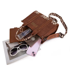 Wrangler Leopard Print Concealed Carry Tote/Crossbody BROWN WG102-8120SLP-BR