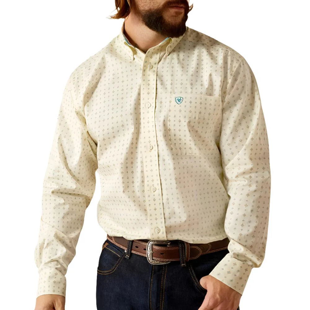 Ariat Mens Wrinkle-Free Griffin LS Shrt Cream 10052375