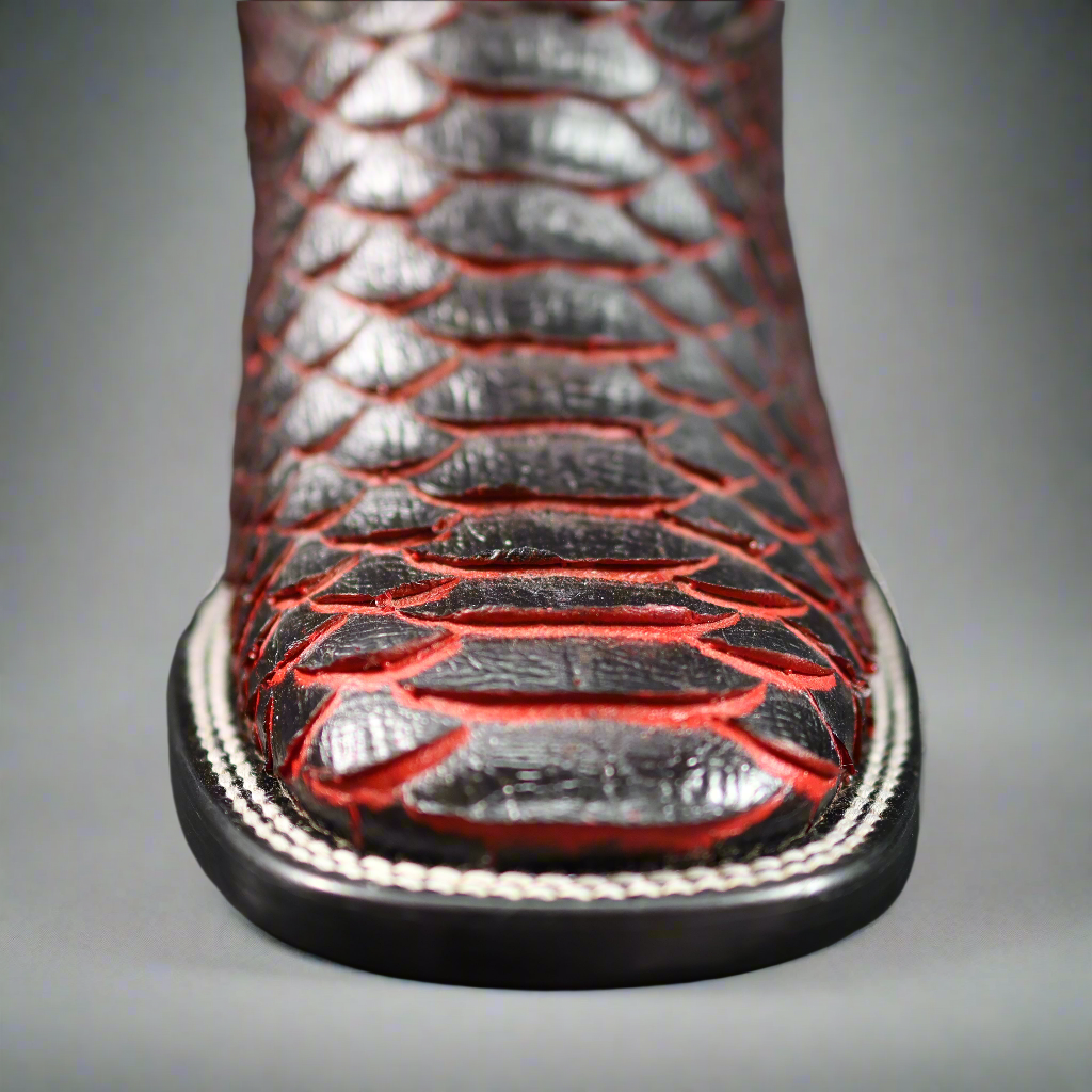 Cowboy City Python Black Cherry Square Toe