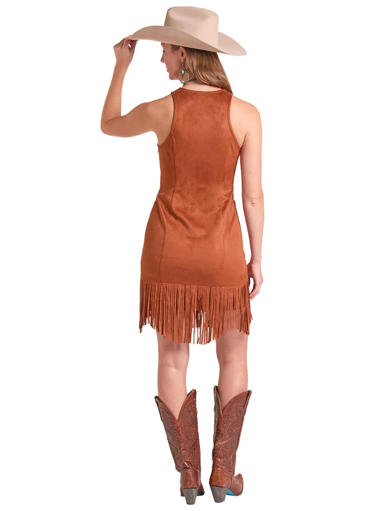 Rock & Roll Denim Women's Rust Microsuede V-Neck Dress BWD1R09369