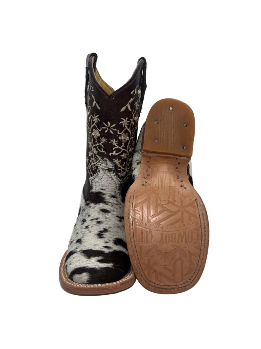 Cowboy City Girls Brown & White Cow Hide Boots (EVERY PAIR IS UNIQUE)