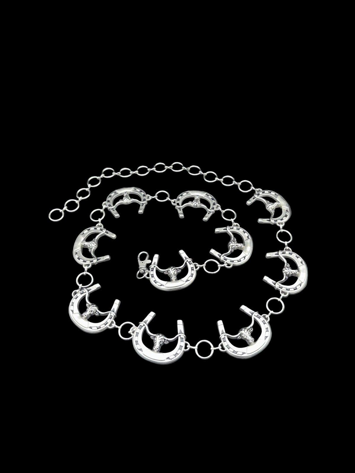 Cowboy City Women's Long Horn Chain Belt Silver 16020