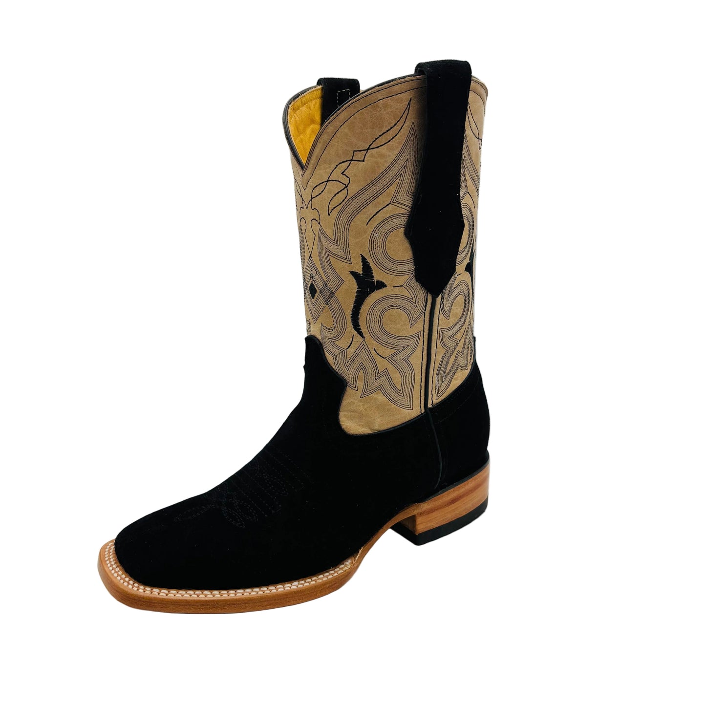 Black Roughout Square Toe Cowboy Boots 262362