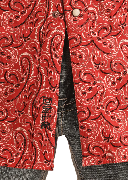 Rock & Roll Men’s Long Sleeve Two Pocket Paisley Dale Snap Red BMN2S02525