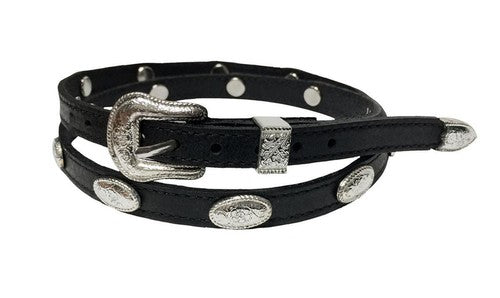 M&F Western Mens Hatband Oval Silver Conchos Black 0237401