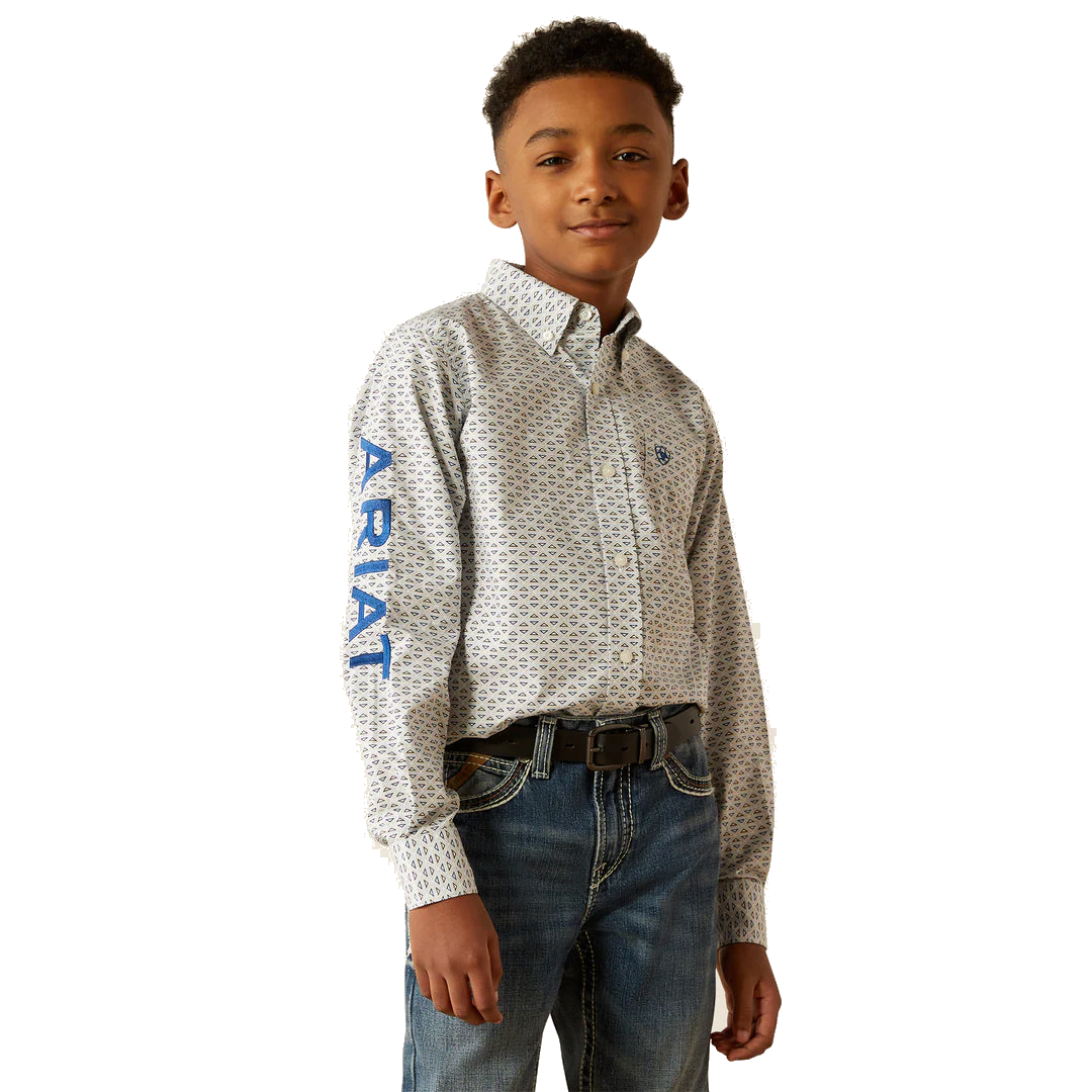 Ariat Youth Boy's Team Drew Classic Fit Blue Shirt 10054796