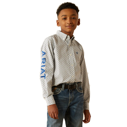 Ariat Youth Boy's Team Drew Classic Fit Blue Shirt 10054796