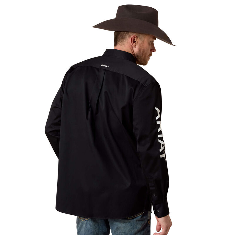 Ariat Men's Team Logo Black Twill Long Sleeve Shirt 10017497
