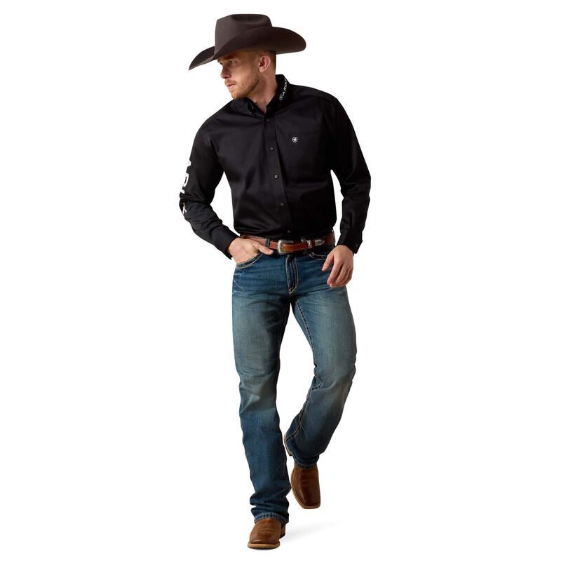Ariat Men's Team Logo Black Twill Long Sleeve Shirt 10017497