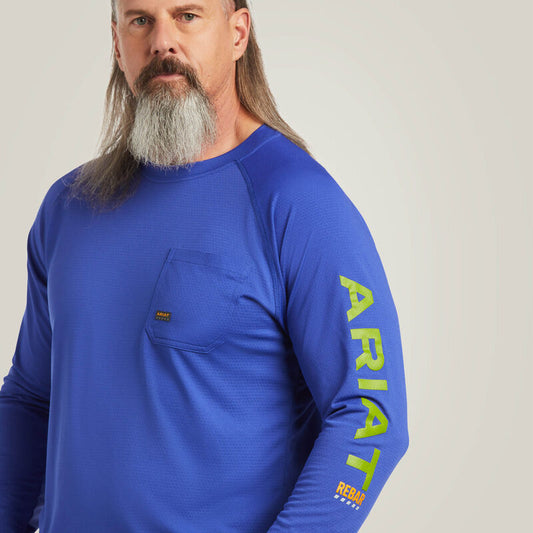Ariat Mens Rebar Heat Fighter LS T-shrt Royal Blue 10039463