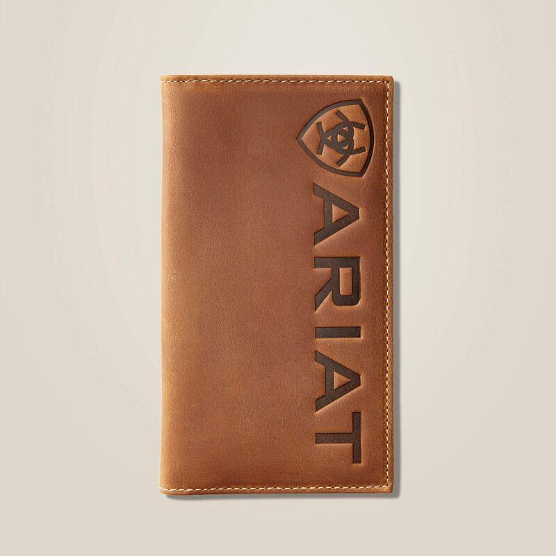 Ariat Men's Brown Embossed Shield Logo Wallet / Checkbook Cover A3545244