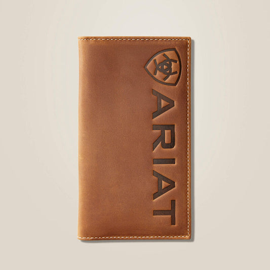 Ariat Men's Brown Embossed Shield Logo Wallet / Checkbook Cover A3545244