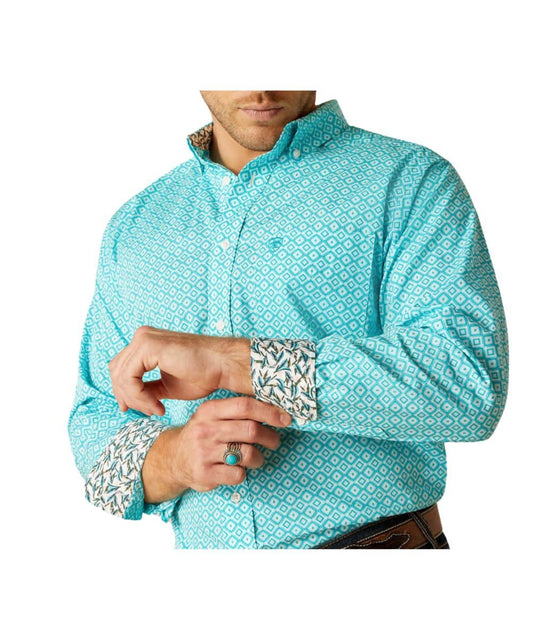 Ariat Mens Wrinkle-Stanley LS Peacock Blue 10048413