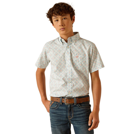 Ariat Boy’s Shirt ‘Kai’ Short Sleeve Aqua 10048662