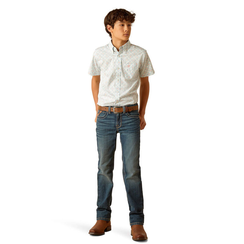 Ariat Boy’s Shirt ‘Kai’ Short Sleeve Aqua 10048662